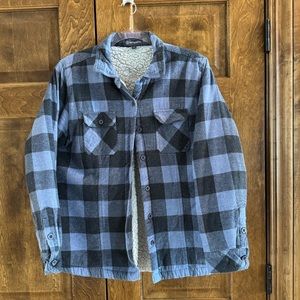 44 Degrees North Purple and Grey Plaid Fleece Flannel - Women's Size Large